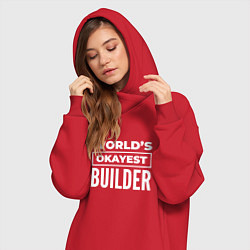 Женское худи-платье Worlds okayest builder, цвет: красный — фото 2
