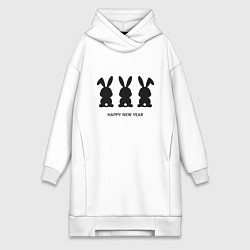 Женская толстовка-платье Happy new year rabbits