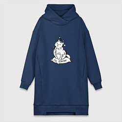 Женская толстовка-платье Кошка с гирляндой