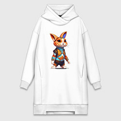 Женская толстовка-платье Рыжий кролик при параде