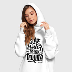Женское худи-платье Спаси воду - пей текилу, цвет: белый — фото 2