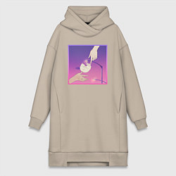 Женская толстовка-платье Нежный котик под фонарём в стиле аниме