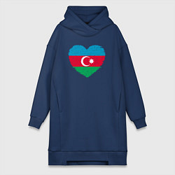 Женское худи-платье Сердце Азербайджана, цвет: тёмно-синий