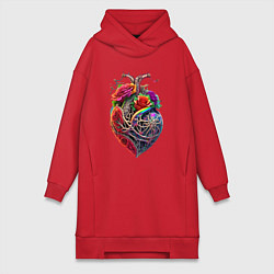 Женское худи-платье Сердце из кости, цвет: красный