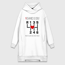 Женское худи-платье Механика - это круто, цвет: белый