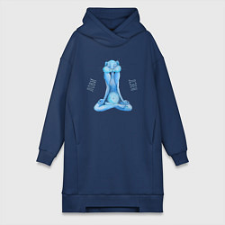 Женское худи-платье Медитирующий кролик, цвет: тёмно-синий