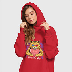 Женское худи-платье Влюбленный котик, цвет: красный — фото 2