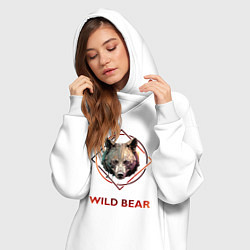 Женское худи-платье Медведь в рамке Wild Bear, цвет: белый — фото 2