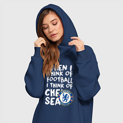 Женское худи-платье Если я думаю о футболе, я думаю о Челси, цвет: тёмно-синий — фото 2