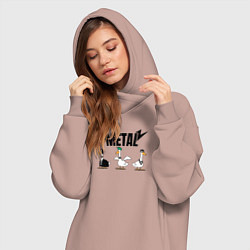 Женское худи-платье Гуси metal, цвет: пыльно-розовый — фото 2