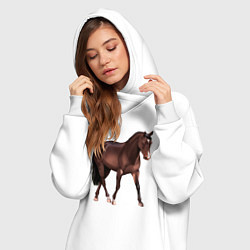 Женское худи-платье Австралийская пастушья лошадь, цвет: белый — фото 2