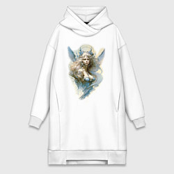 Женское худи-платье Царевна-Лебедь ангел - нейросеть, цвет: белый
