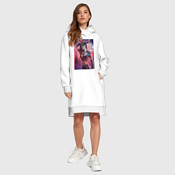 Женское худи-платье Девушка из киберпанка 2077, цвет: белый — фото 2