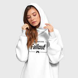 Женское худи-платье Fallout gaming champion: рамка с лого и джойстиком, цвет: белый — фото 2