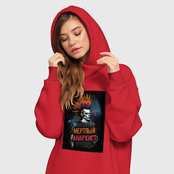 Женское худи-платье Мертвый анархист панк, цвет: красный — фото 2