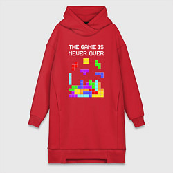 Женское худи-платье Tetris - the game is never over, цвет: красный