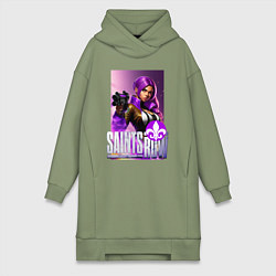 Женское худи-платье Saints Row - shooter - fantasy character, цвет: авокадо