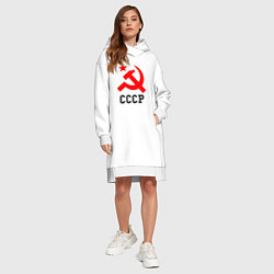 Женское худи-платье СССР стиль, цвет: белый — фото 2