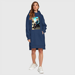 Женское худи-платье Элон Маск, цвет: тёмно-синий — фото 2
