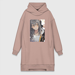 Женское худи-платье Первопроходец за стеклом, цвет: пыльно-розовый