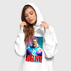 Женское худи-платье Super Arnold Schwarzenegger - Arni ai pop art, цвет: белый — фото 2