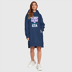 Женское худи-платье GTA в стиле glitch и баги графики, цвет: тёмно-синий — фото 2
