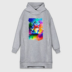 Женское худи-платье Акварельный Пикачу - поп-арт, цвет: меланж