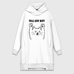 Женское худи-платье Fall Out Boy - rock cat, цвет: белый