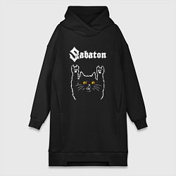 Женское худи-платье Sabaton rock cat, цвет: черный