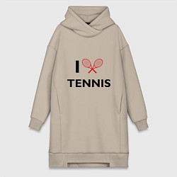 Женское худи-платье I Love Tennis, цвет: миндальный