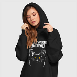 Женское худи-платье Hollywood Undead rock cat, цвет: черный — фото 2