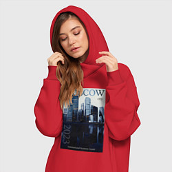 Женское худи-платье Moscow city обложка журнала, цвет: красный — фото 2