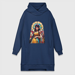 Женское худи-платье Ай хоширо - витраж, цвет: тёмно-синий