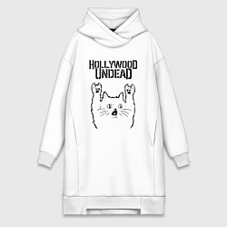 Женское худи-платье Hollywood Undead - rock cat, цвет: белый