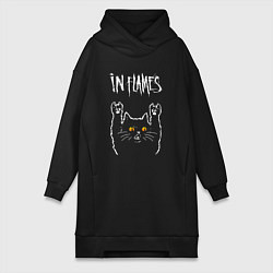 Женское худи-платье In Flames rock cat, цвет: черный