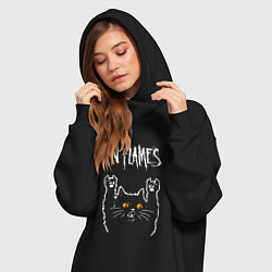 Женское худи-платье In Flames rock cat, цвет: черный — фото 2