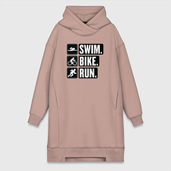 Женская толстовка-платье Swim bike run