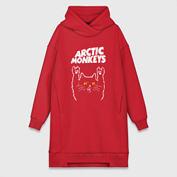 Женское худи-платье Arctic Monkeys rock cat, цвет: красный
