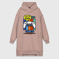 Женское худи-платье Gamer by night, цвет: пыльно-розовый