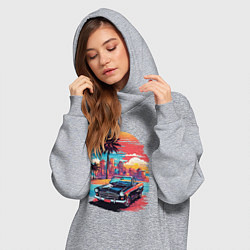 Женское худи-платье Автомобиль на пляже, цвет: меланж — фото 2