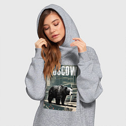 Женское худи-платье Москва - Россия - медведь, цвет: меланж — фото 2