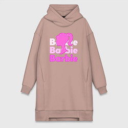 Женское худи-платье Логотип Барби объемный, цвет: пыльно-розовый