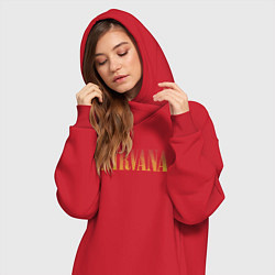 Женское худи-платье Nirvana logo, цвет: красный — фото 2