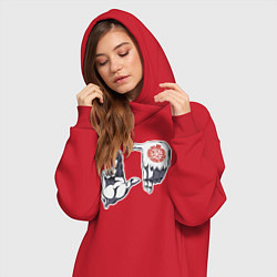 Женское худи-платье Хеллсинг ладони Алукарда, цвет: красный — фото 2