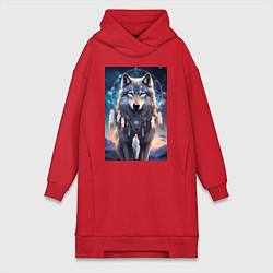 Женская толстовка-платье Шаман волк