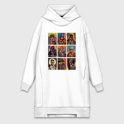 Женское худи-платье Team fortress 2 - портреты персонажей, цвет: белый