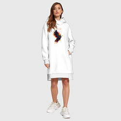 Женское худи-платье Орел парящая птица абстракция, цвет: белый — фото 2