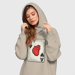 Женское худи-платье Туз сердца, цвет: миндальный — фото 2