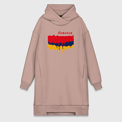 Женское худи-платье Flag Armenia, цвет: пыльно-розовый