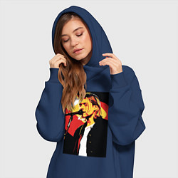 Женское худи-платье Курт Кобейн с микрофоном, цвет: тёмно-синий — фото 2